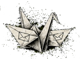 Origami crane carrying branded messages