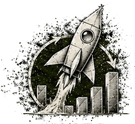 Rocket taking off from a growth chart