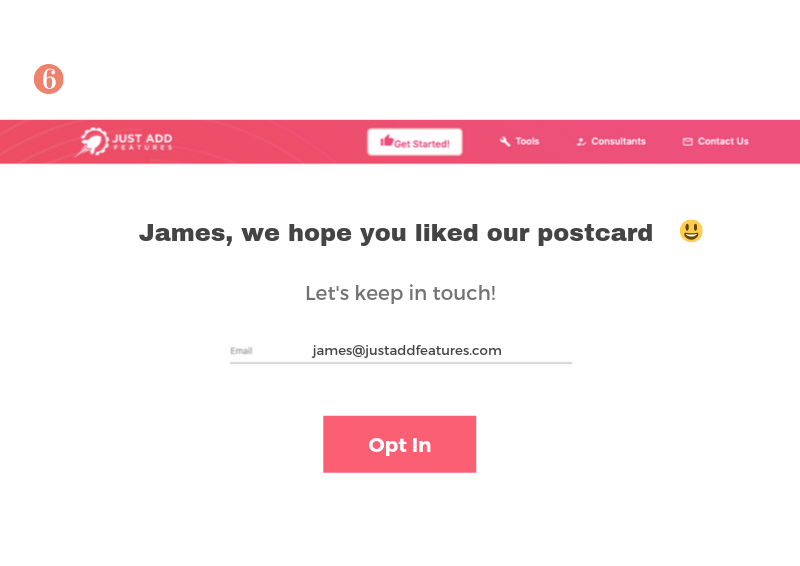 Resulting landing page personalized from the Direct Mail link